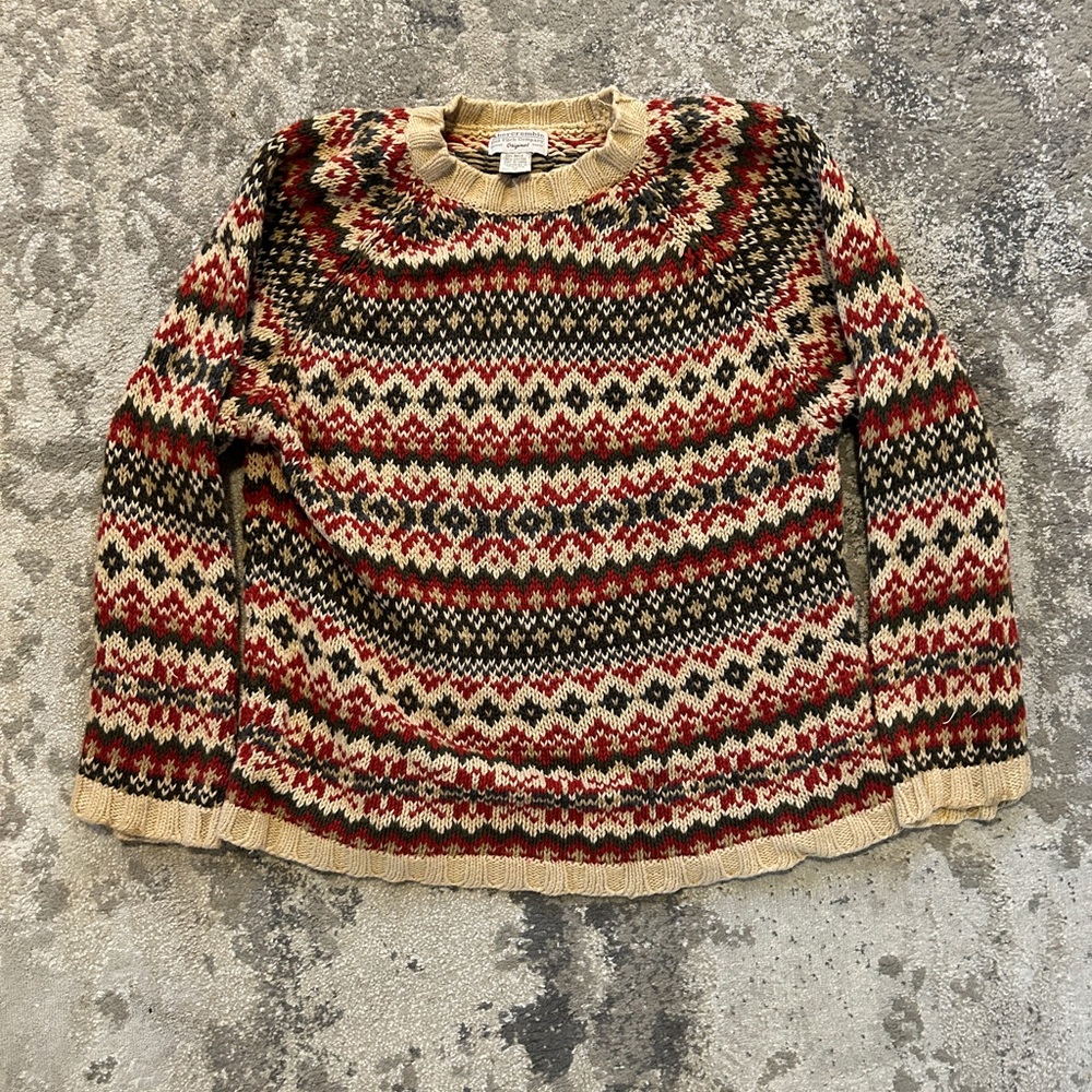 Abercrombie And Fitch Red Green And Cream Sweater Size Medium